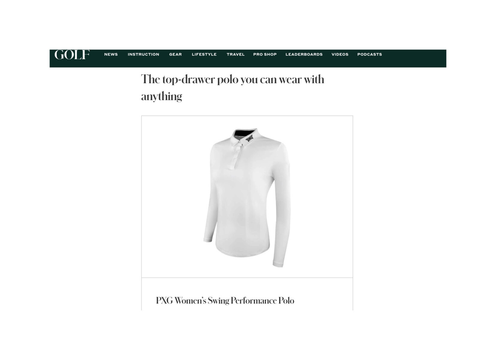 golf.com pxg apparel screenshot