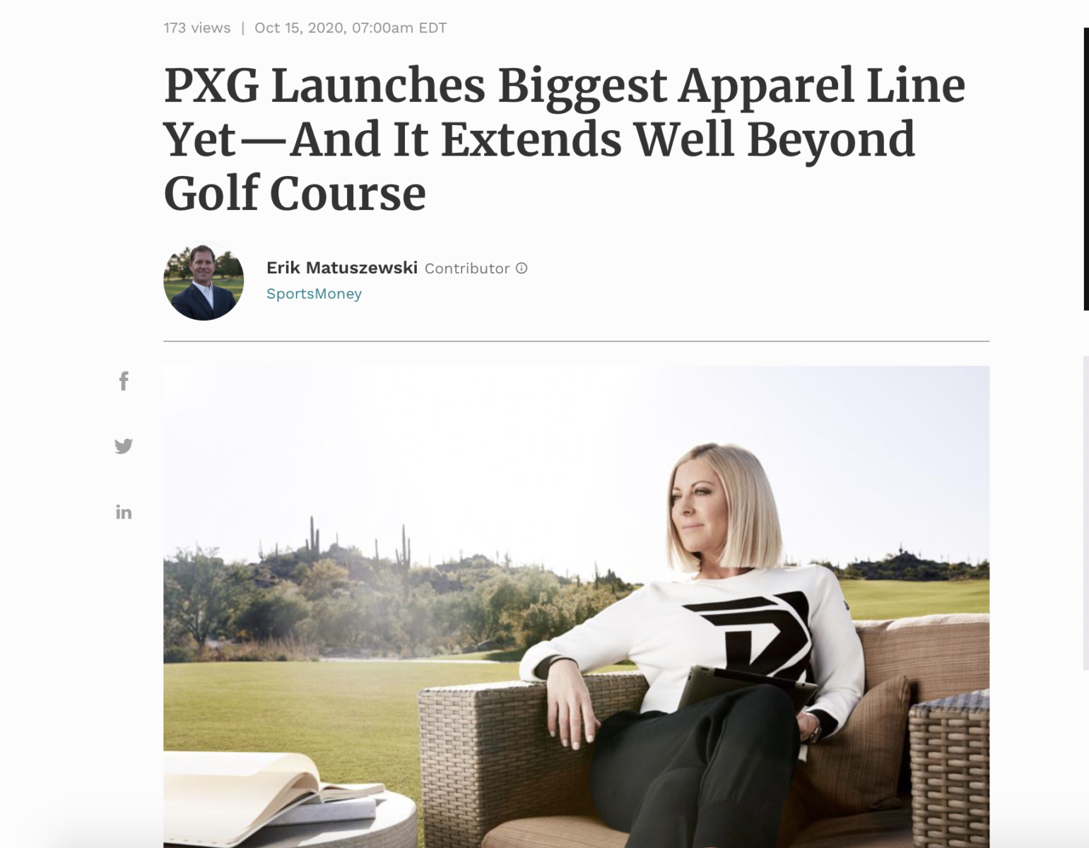 PXG Apparel article in Forbes
