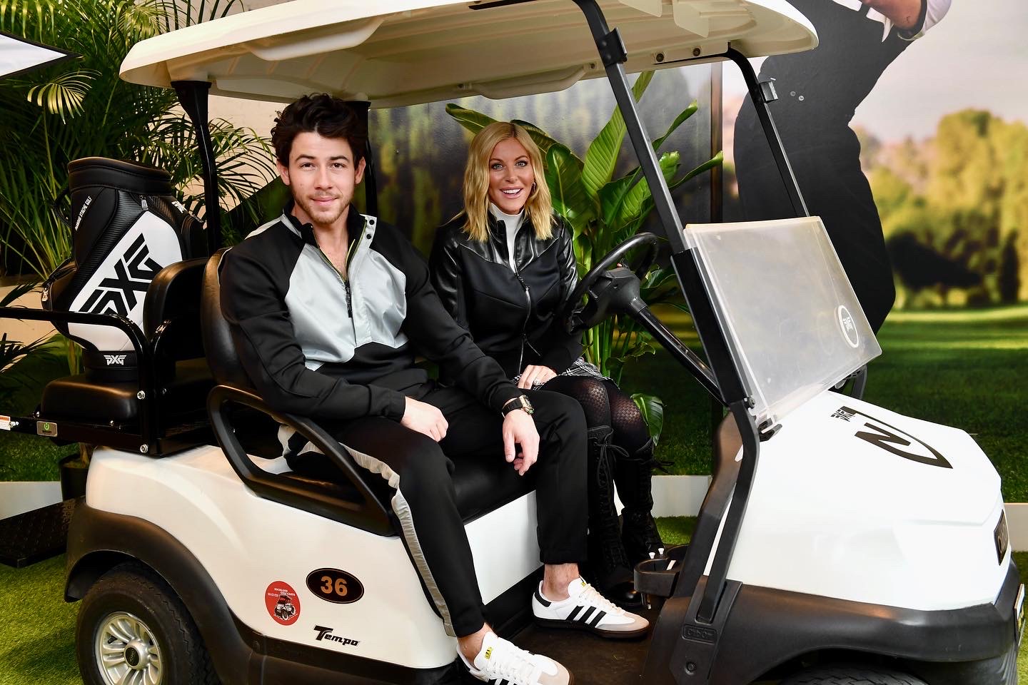 Nick Jonas & Renee Parsons in Golf Cart
