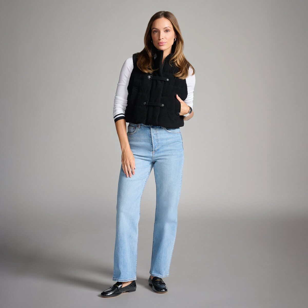 Women's cozy corduroy puffer vest