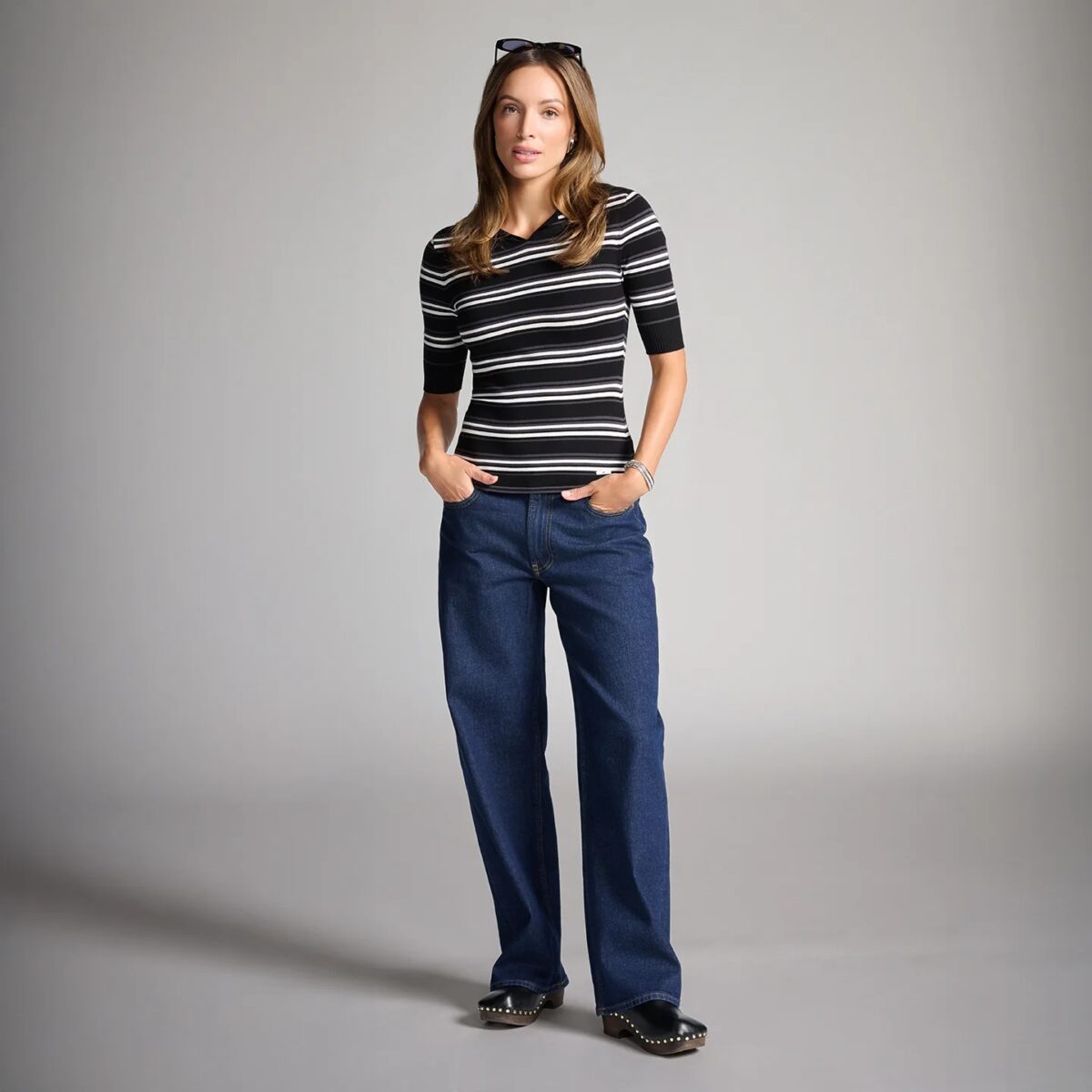 Women's lapel knitted top
